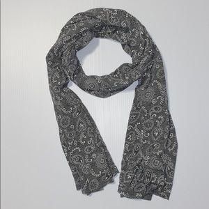 Grey and White Paisley Scarf